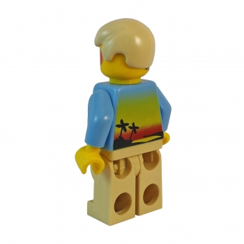 twn077 Lego Minifigur mit Aufdruck Hemd Sonnenuntergang und Palmen