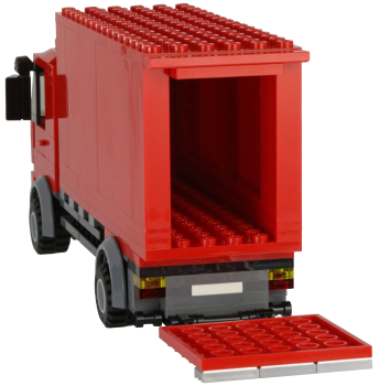 LKW rot gelb lime oder weiß mit Ladebordwand aus Lego Bausteinen