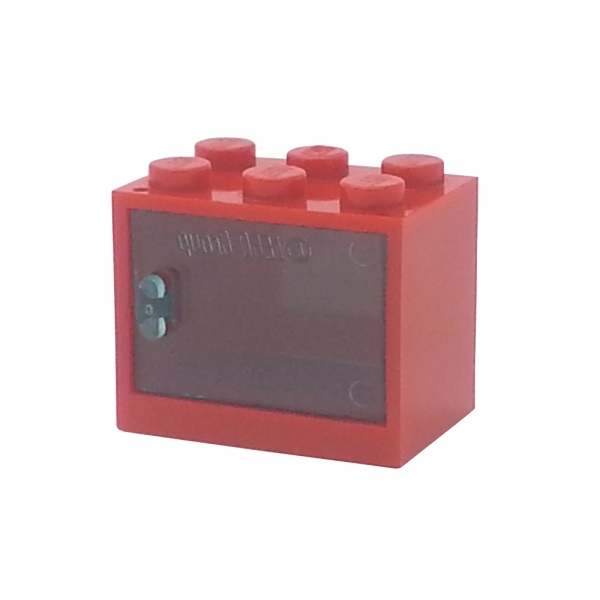 4532a Lego Box Container red with trans-clear door