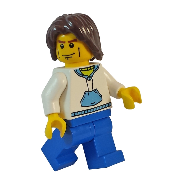 cty190 Lego Minifigur mit weißem Hoodie und blauen Taschen