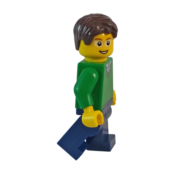 cty191 Lego Minifigur mit grünem Pullover und dunkelblauer Hose