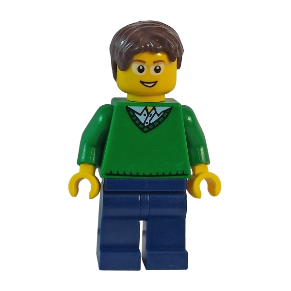 cty191 Lego Minifigur mit grünem Pullover und dunkelblauer Hose