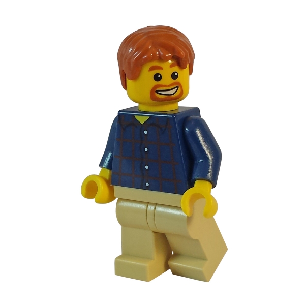 twn075 Lego Minifigur mit kariertem dunkelblauen Shirt und beige farbener Hose
