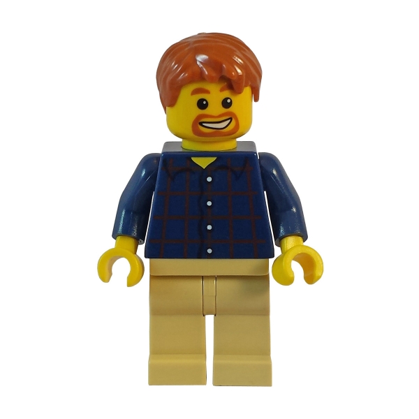twn075 Lego Minifigur mit kariertem dunkelblauen Shirt und beige farbener Hose