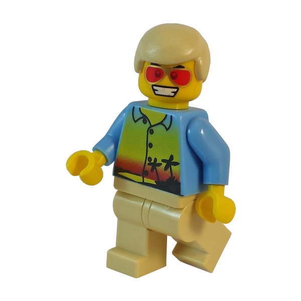 twn077 Lego Minifigur mit Aufdruck Hemd Sonnenuntergang und Palmen