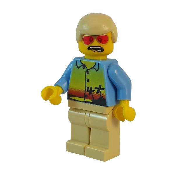 twn077 Lego Minifigur mit Aufdruck Hemd Sonnenuntergang und Palmen
