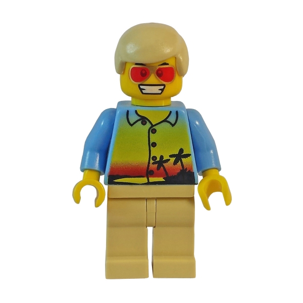 twn077 Lego Minifigur mit Aufdruck Hemd Sonnenuntergang und Palmen