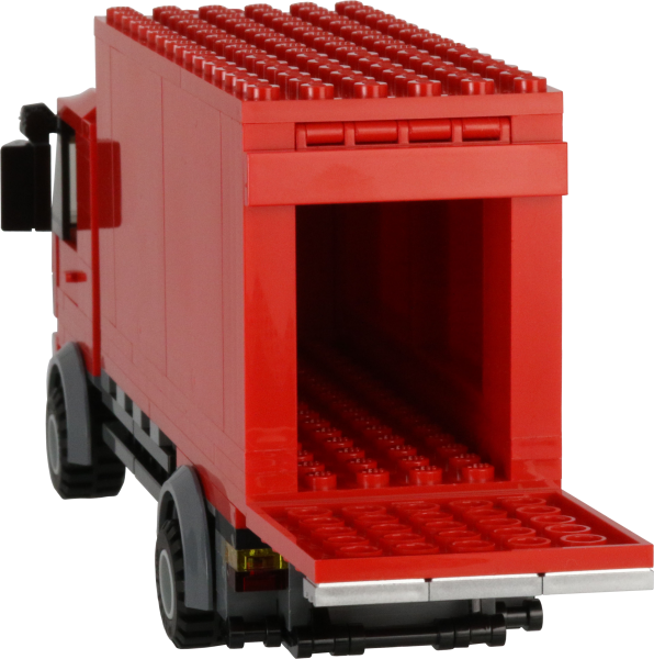 LKW rot gelb lime oder weiß mit Ladebordwand aus Lego Bausteinen
