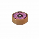 Lego 98138pb021 Fliese rund 1 x 1 mittel hautfarben mit Aufdruck Donut mit Muster